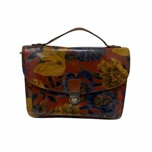 Patricia Nash Brown/Multi Floral Leather Satchel Handbag